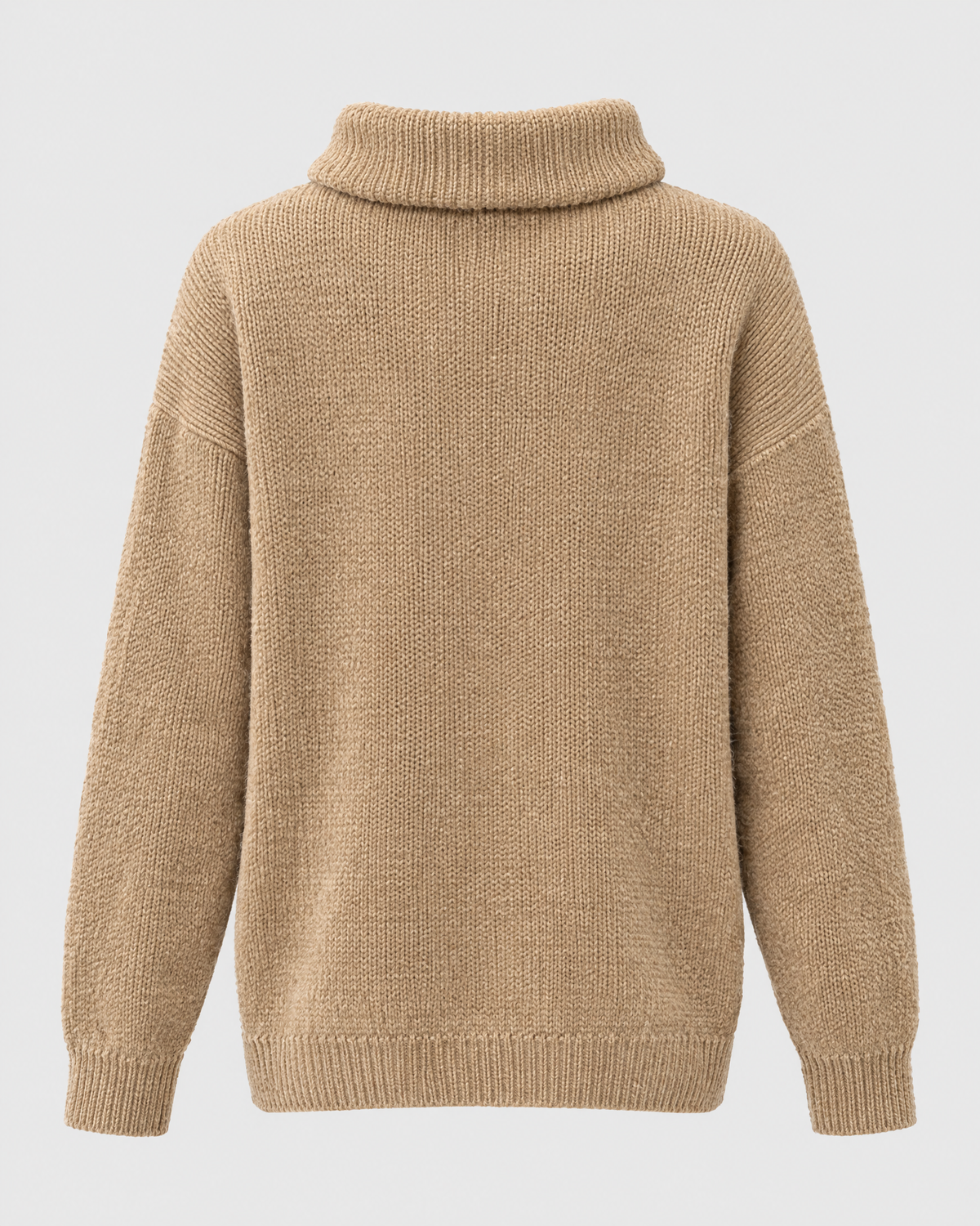 Women's Relaxed High-Neck Sweater — Flower camel color regular — product back [WB gallery 181/7]