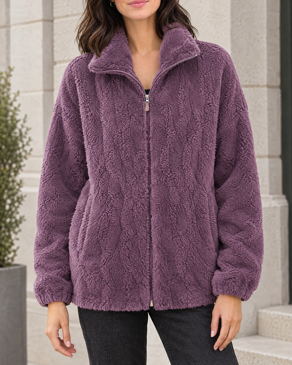 Women's Stand-Collar Fleece Jacket — Purple — hero [WB gallery 185/1]