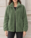 Women's Stand-Collar Fleece Jacket — Green — hero [WB gallery 183/1]