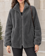 Women's Stand-Collar Fleece Jacket — Dark gray — hero [WB gallery 184/1]