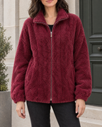 Women's Stand-Collar Fleece Jacket — Wine red — hero [WB gallery 186/1]
