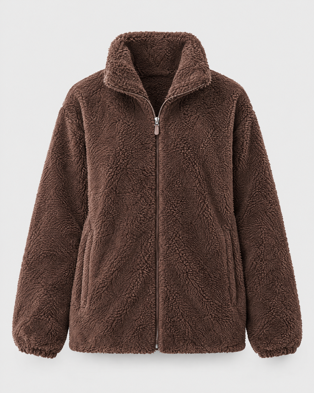 Women's Stand-Collar Fleece Jacket — Dark brown — product front [WB gallery 182/6]