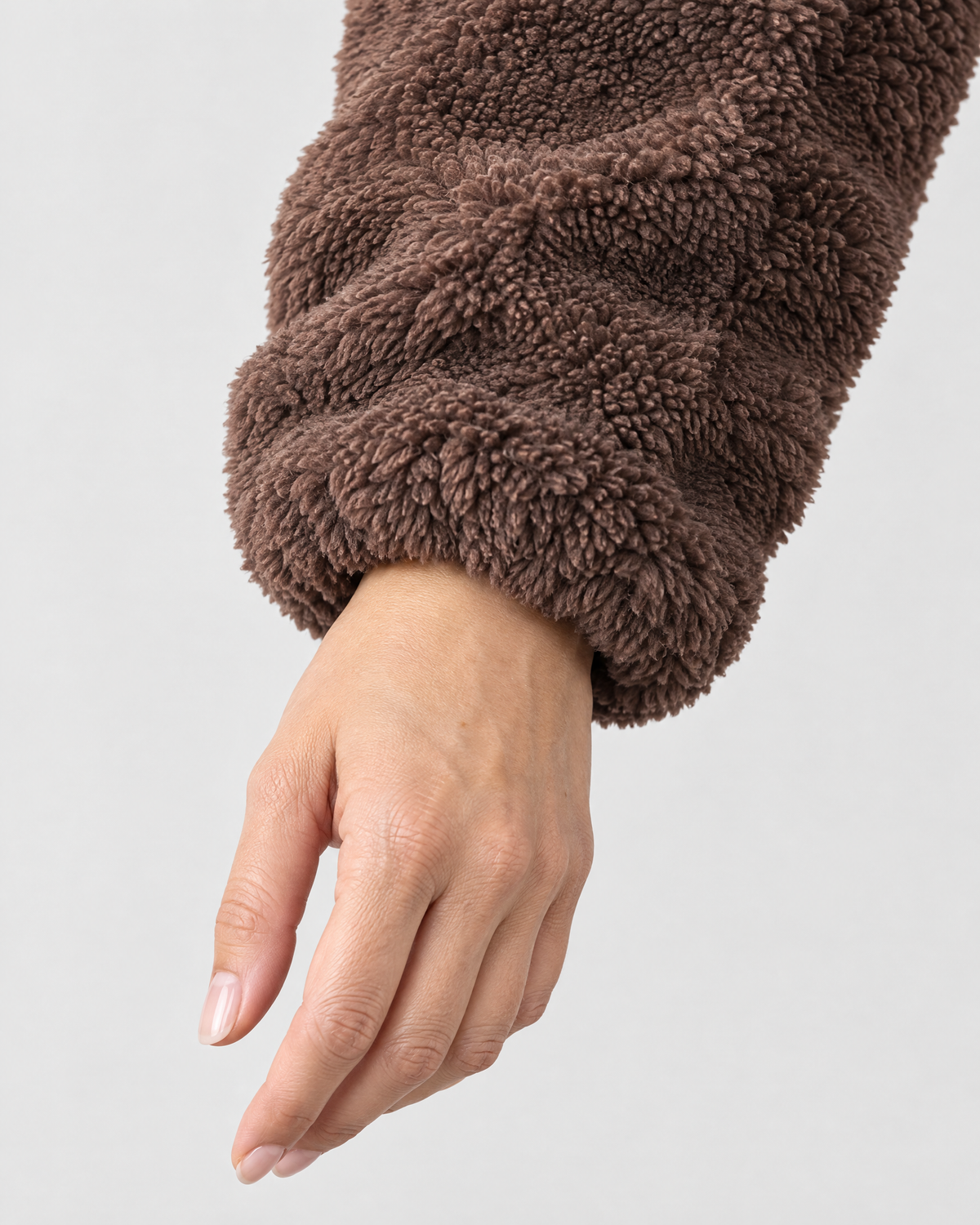 Women's Stand-Collar Fleece Jacket — Dark brown — cuff detail [WB gallery 182/5]