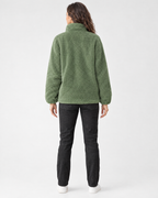 Women's Stand-Collar Fleece Jacket — Green — full back [WB gallery 183/3]