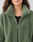 Women's Stand-Collar Fleece Jacket — Green — collar detail [WB gallery 183/4]
