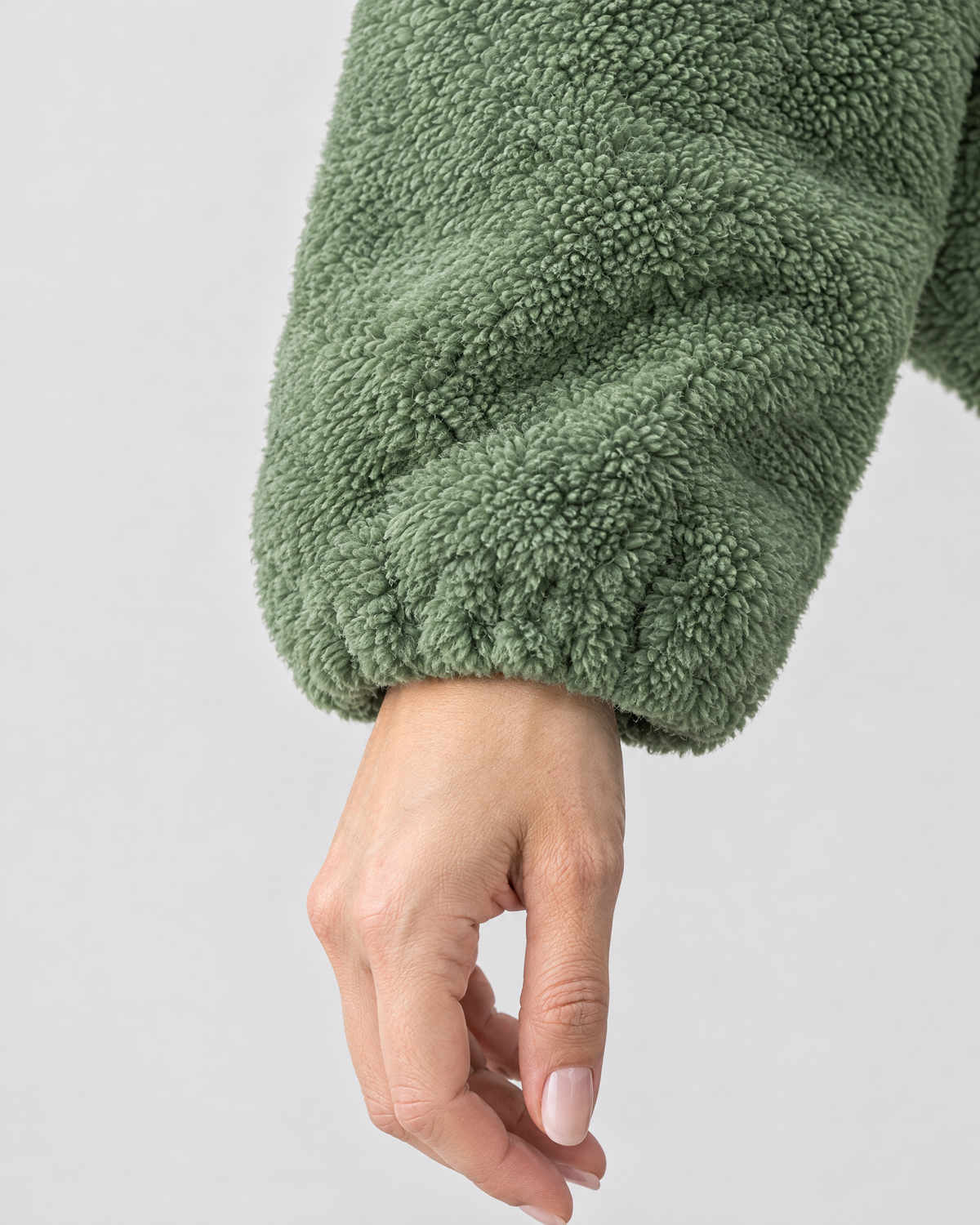 Women's Stand-Collar Fleece Jacket — Green — cuff detail [WB gallery 183/5]