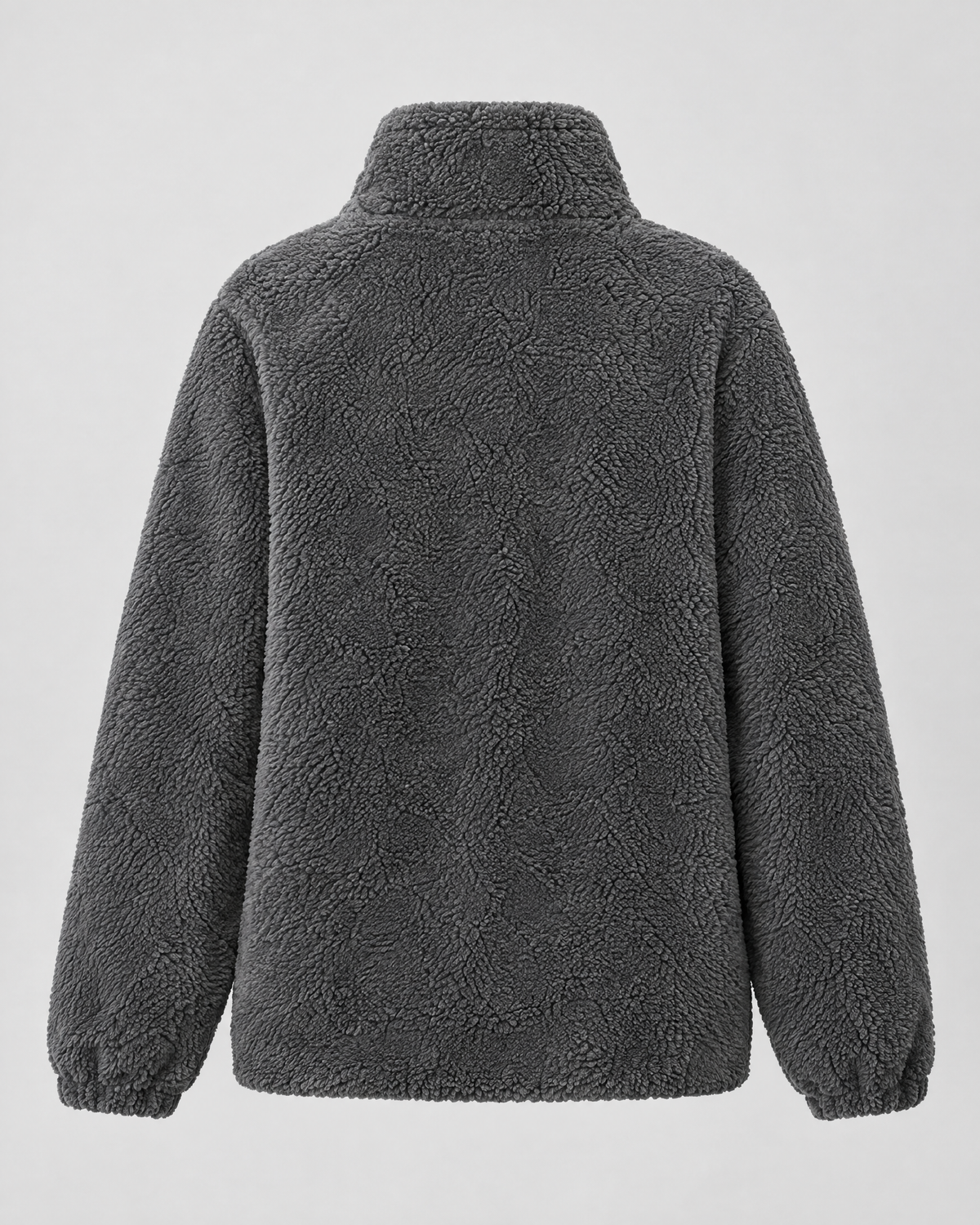 Women's Stand-Collar Fleece Jacket — Dark gray — product back [WB gallery 184/7]