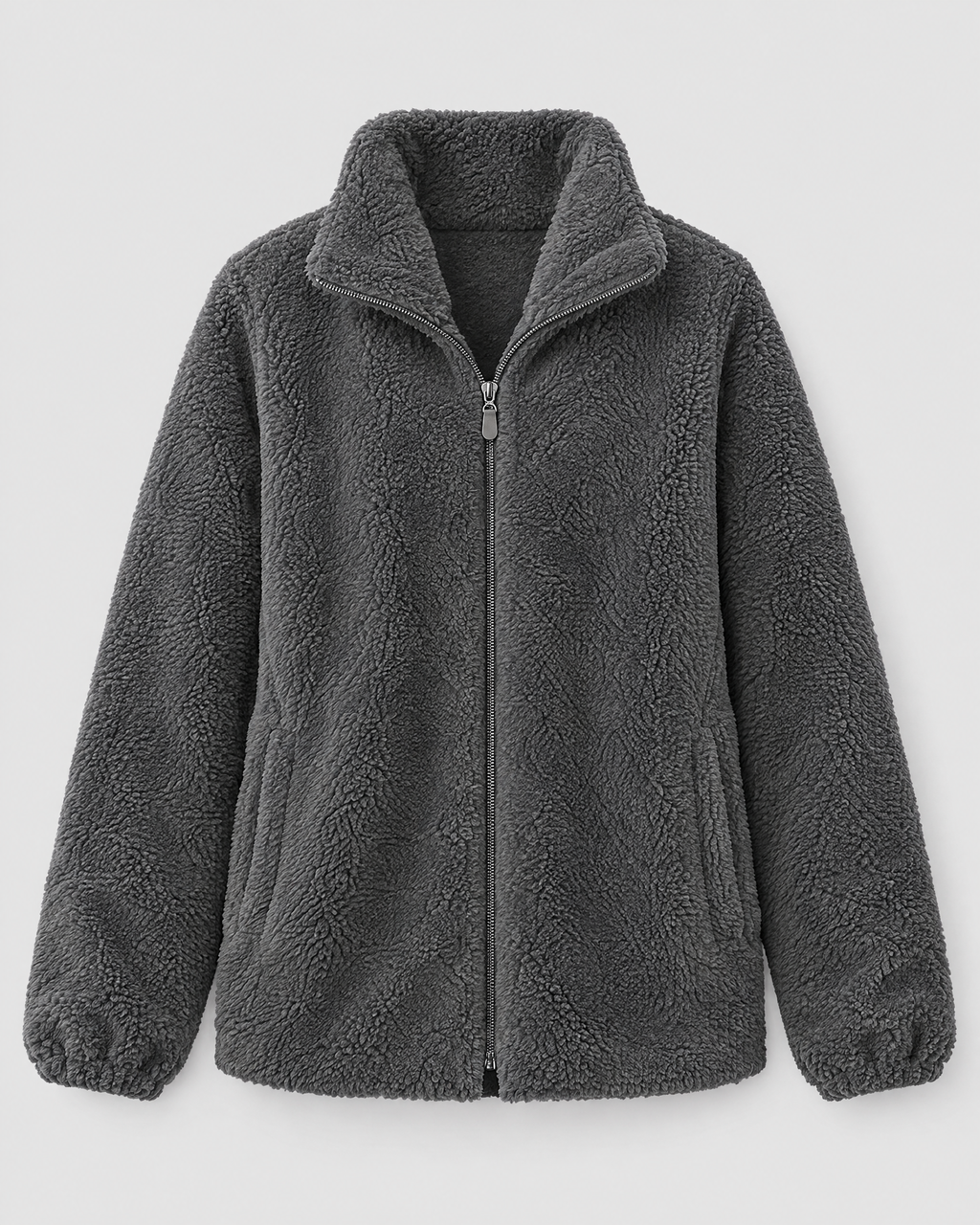Women's Stand-Collar Fleece Jacket — Dark gray — product front [WB gallery 184/6]