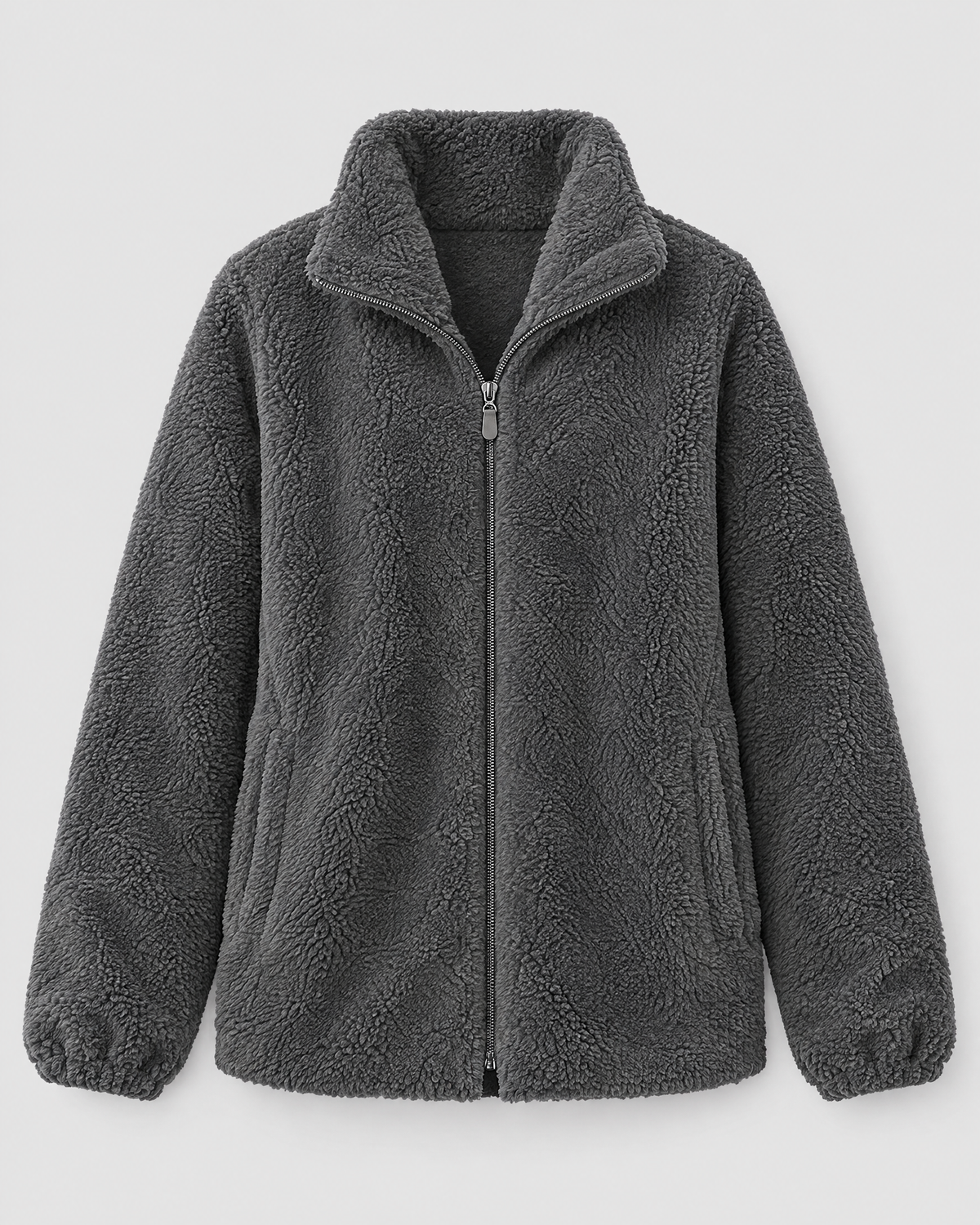 Women's Stand-Collar Fleece Jacket — Dark gray — product front [WB gallery 184/6]