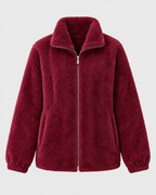 Women's Stand-Collar Fleece Jacket — Wine red — product front [WB gallery 186/6]