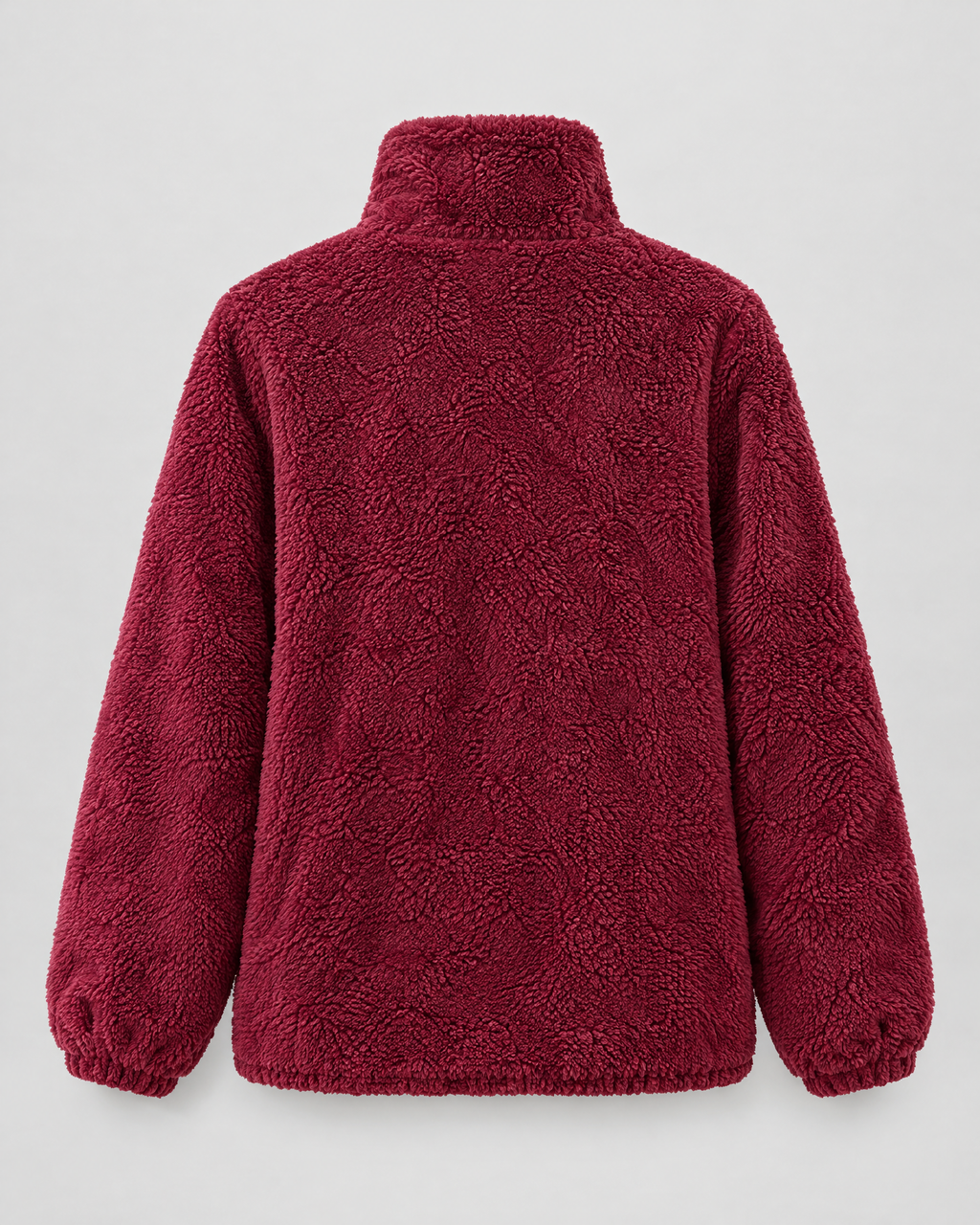 Women's Stand-Collar Fleece Jacket — Wine red — product back [WB gallery 186/7]