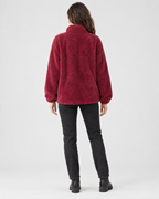 Women's Stand-Collar Fleece Jacket — Wine red — full back [WB gallery 186/3]
