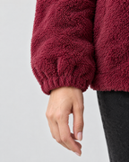 Women's Stand-Collar Fleece Jacket — Wine red — cuff detail [WB gallery 186/5]