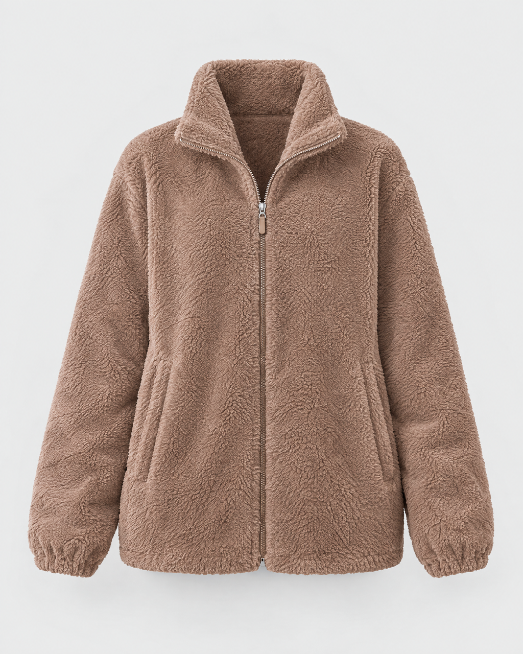 Women's Stand-Collar Fleece Jacket — Light brown — product front [WB gallery 187/6]