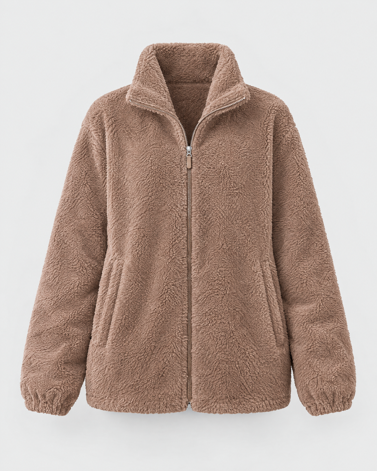 Women's Stand-Collar Fleece Jacket — Light brown — product front [WB gallery 187/6]