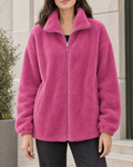 Women's Stand-Collar Fleece Jacket — Rose red — hero [WB gallery 188/1]