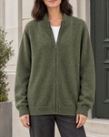 Women's Stand-Collar Wool Cardigan — Olive green — hero [WB gallery 190/1]