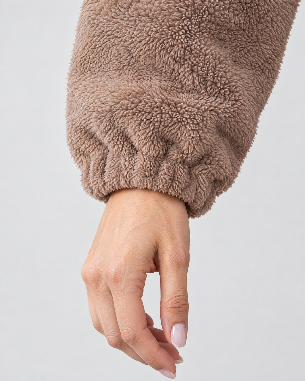 Women's Stand-Collar Fleece Jacket — Light brown — cuff detail [WB gallery 187/5]