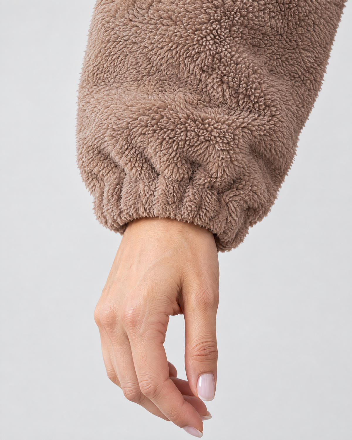 Women's Stand-Collar Fleece Jacket — Light brown — cuff detail [WB gallery 187/5]