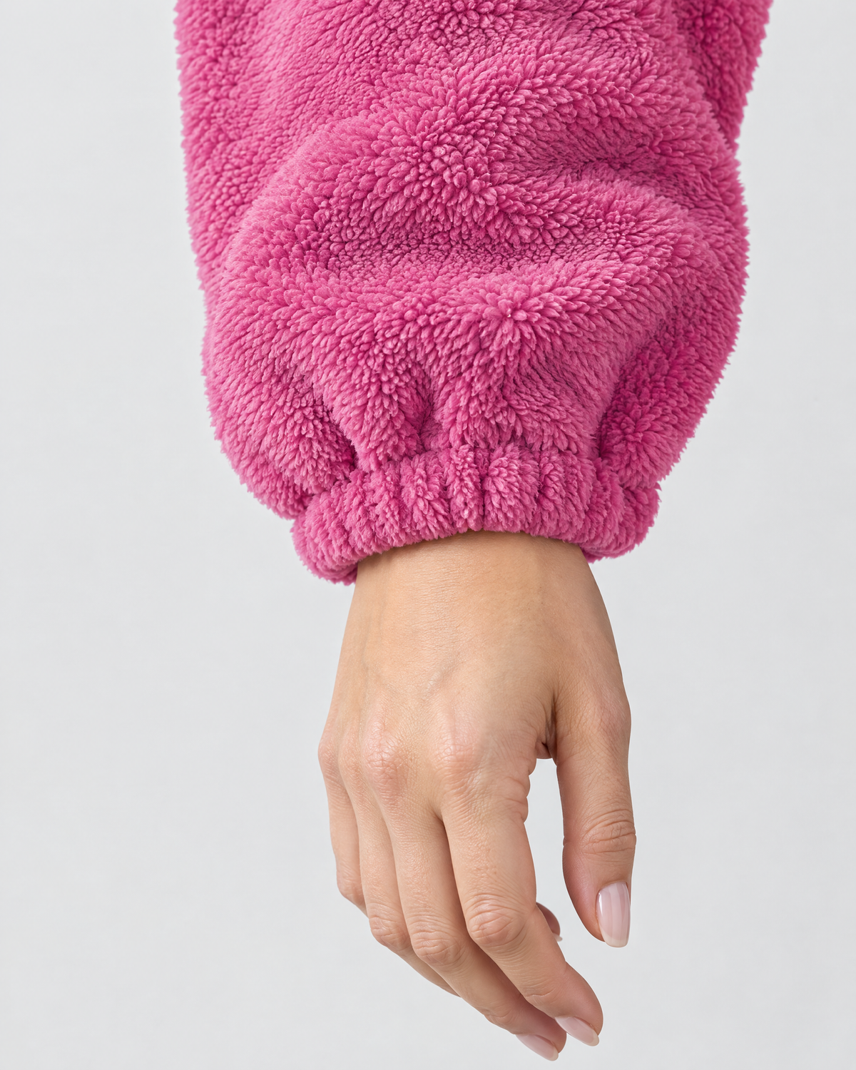 Women's Stand-Collar Fleece Jacket — Rose red — cuff detail [WB gallery 188/5]