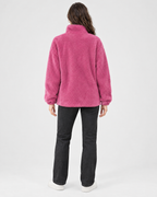 Women's Stand-Collar Fleece Jacket — Rose red — full back [WB gallery 188/3]