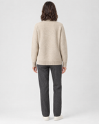 Women's Stand-Collar Wool Cardigan — Beige — full back [WB gallery 189/3]