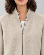 Women's Stand-Collar Wool Cardigan — Beige — collar detail [WB gallery 189/4]