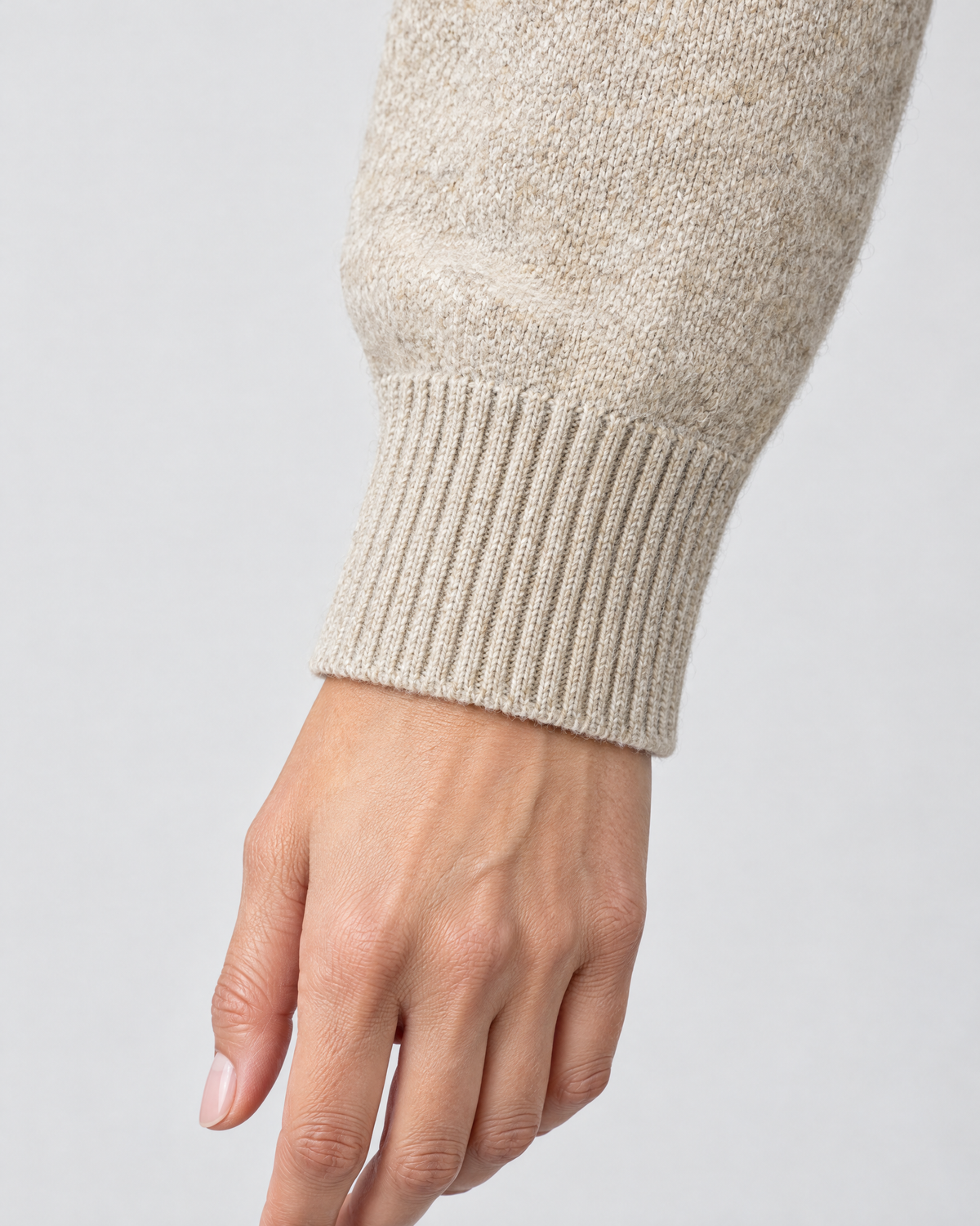 Women's Stand-Collar Wool Cardigan — Beige — cuff detail [WB gallery 189/5]