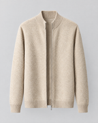 Women's Stand-Collar Wool Cardigan — Beige — product front [WB gallery 189/6]