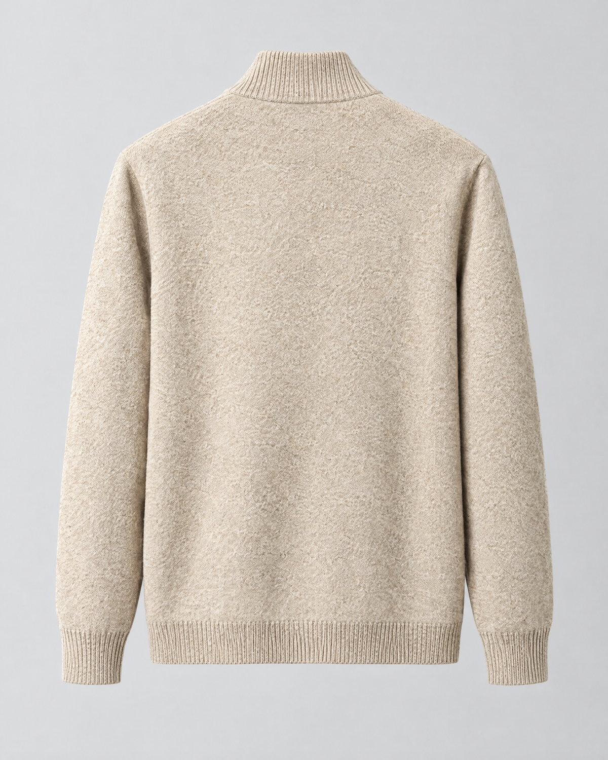 Women's Stand-Collar Wool Cardigan — Beige — product back [WB gallery 189/7]