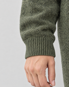 Women's Stand-Collar Wool Cardigan — Olive green — cuff detail [WB gallery 190/5]