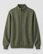 Women's Stand-Collar Wool Cardigan — Olive green — product front [WB gallery 190/6]