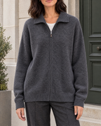 Women's Stand-Collar Wool Cardigan — Dark gray — hero [WB gallery 191/1]