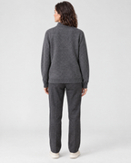 Women's Stand-Collar Wool Cardigan — Dark gray — full back [WB gallery 191/3]