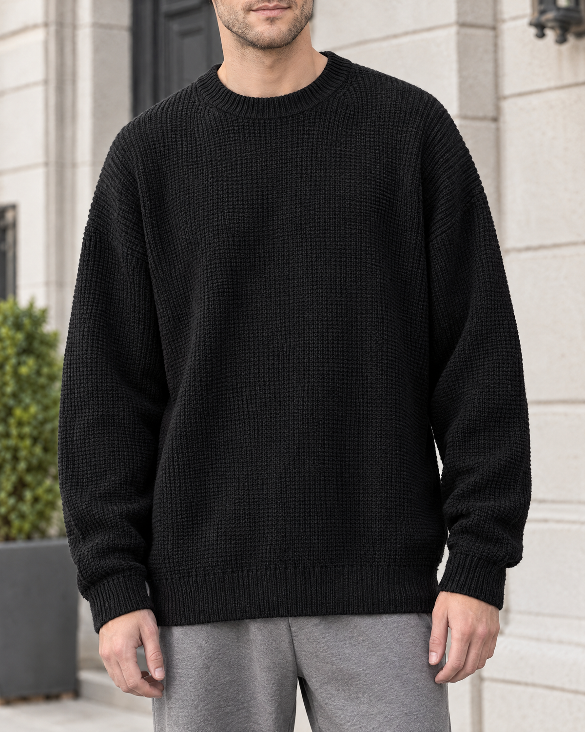 Men's Everyday Crewneck Sweater — Black — hero [WB gallery 195/1]