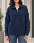 Women's Stand-Collar Wool Cardigan — Navy blue — hero [WB gallery 193/1]
