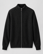 Women's Stand-Collar Wool Cardigan — Black — product front [WB gallery 192/6]