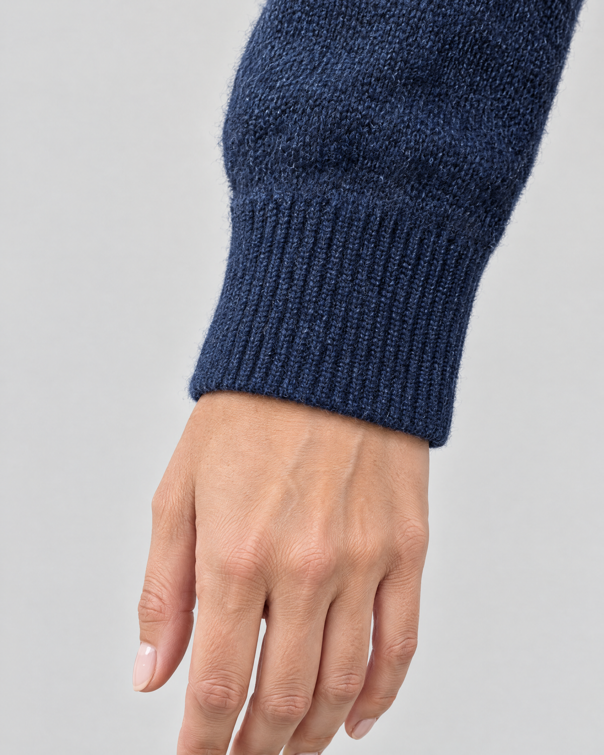 Women's Stand-Collar Wool Cardigan — Navy blue — cuff detail [WB gallery 193/5]