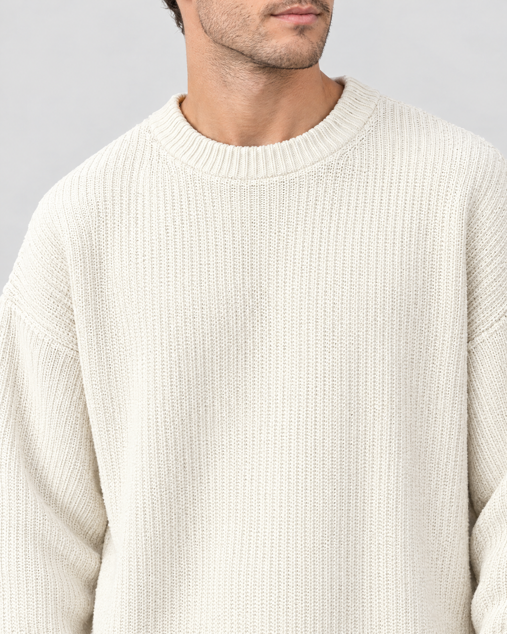 Men's Everyday Crewneck Sweater — White — collar detail [WB gallery 194/4]