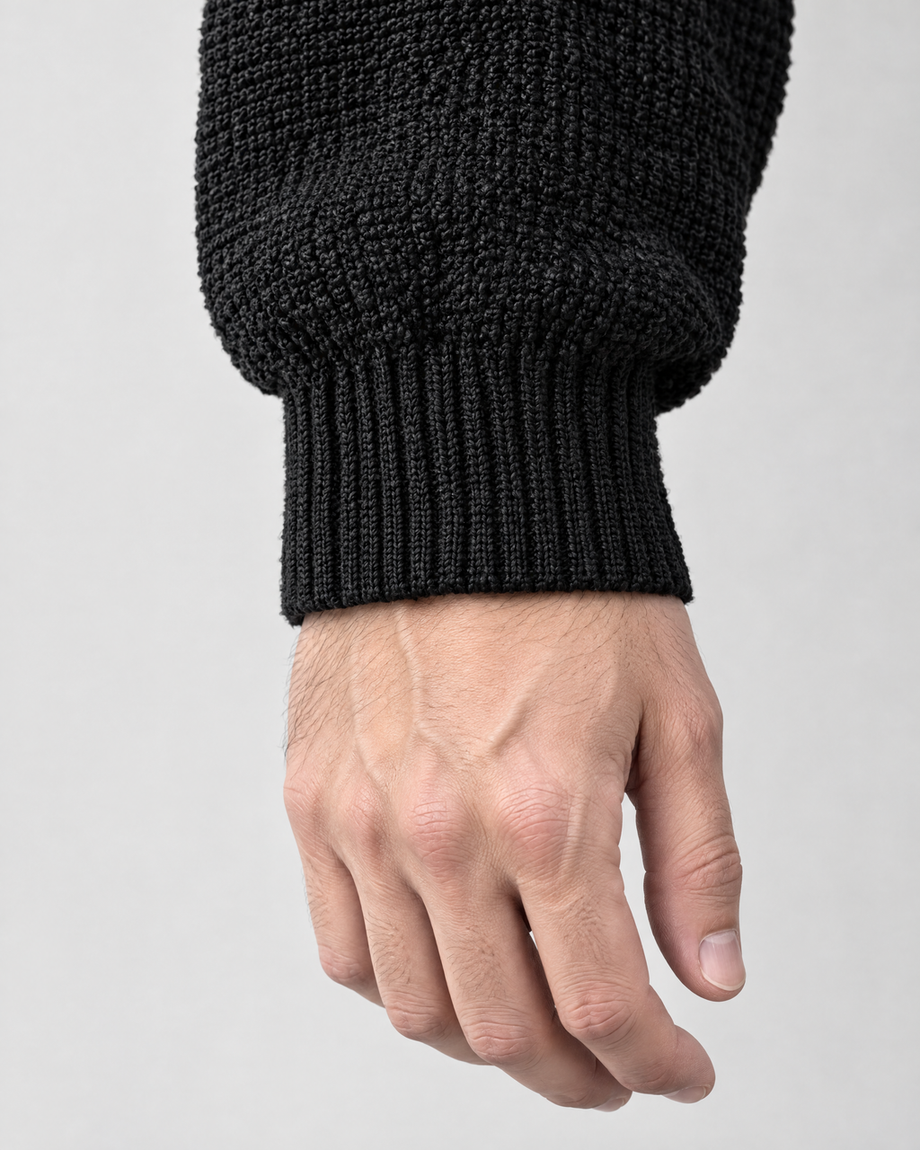 Men's Everyday Crewneck Sweater — Black — cuff detail [WB gallery 195/5]