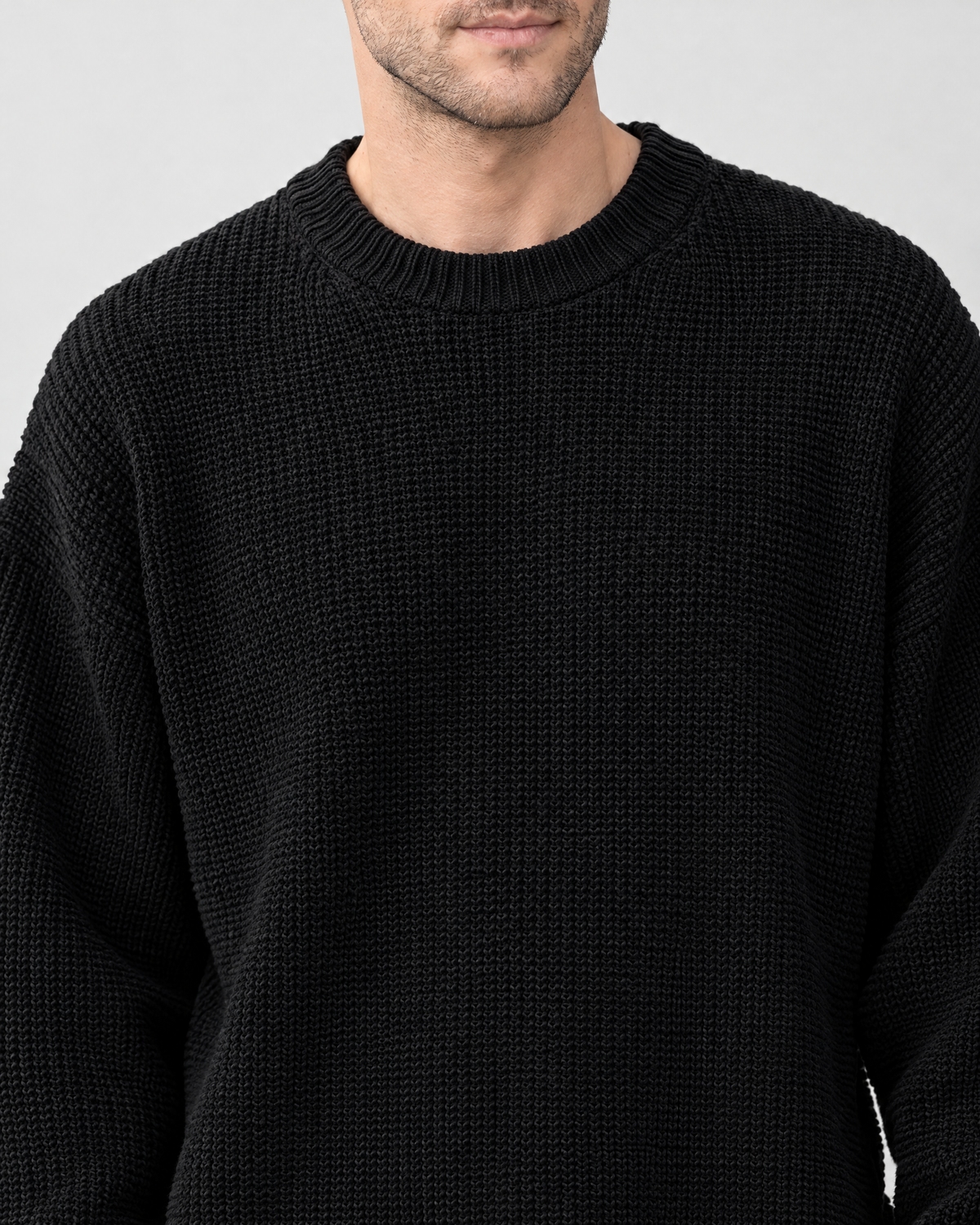 Men's Everyday Crewneck Sweater — Black — collar detail [WB gallery 195/4]