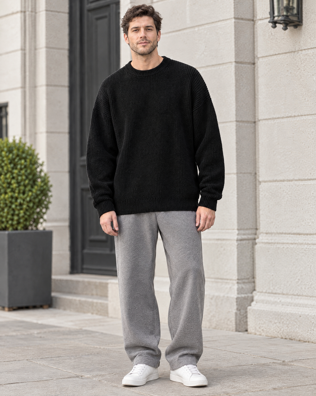 Men's Everyday Crewneck Sweater — Black — full front [WB gallery 195/2]