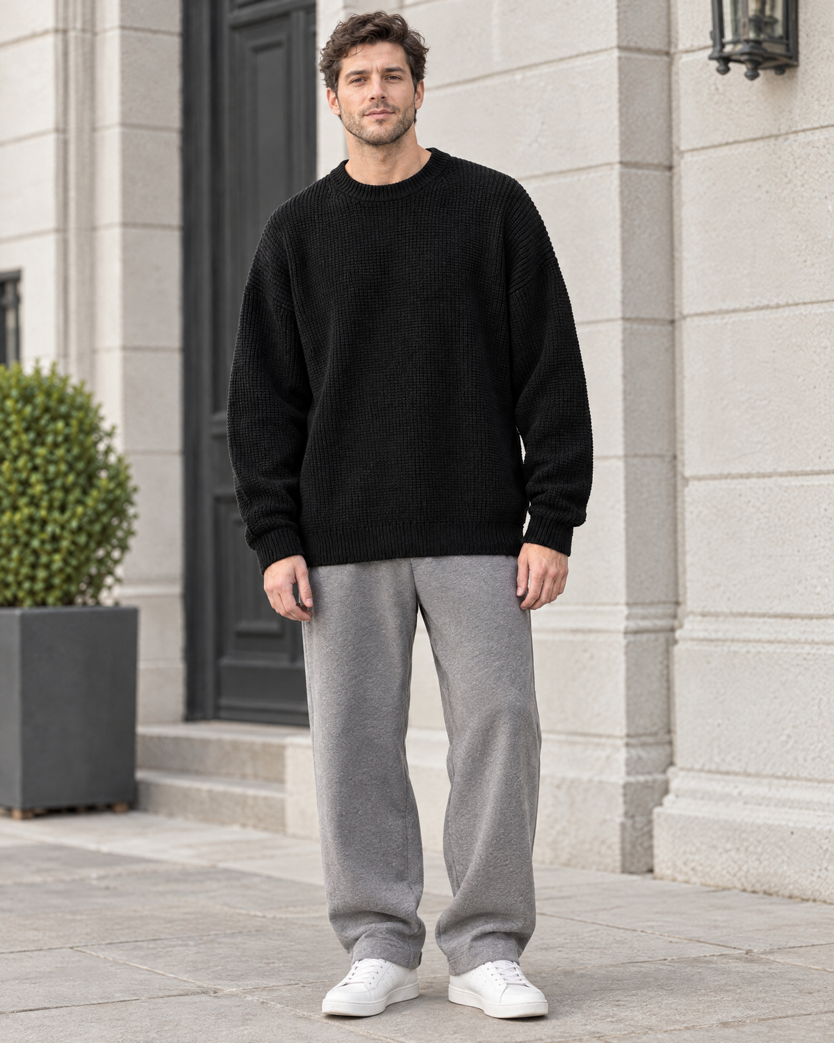 Men's Everyday Crewneck Sweater — Black — full front [WB gallery 195/2]