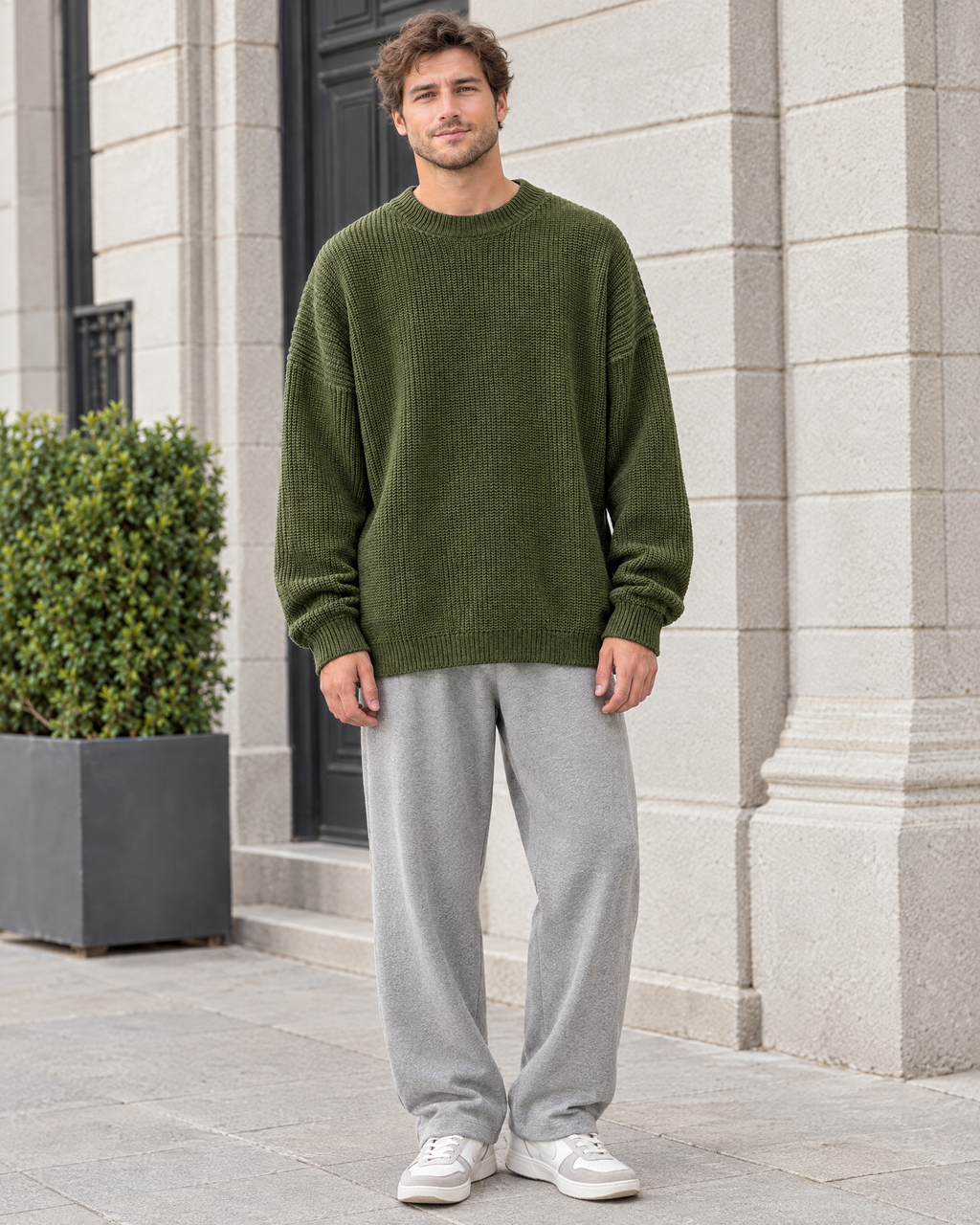 Men's Everyday Crewneck Sweater — Green — full front [WB gallery 196/2]