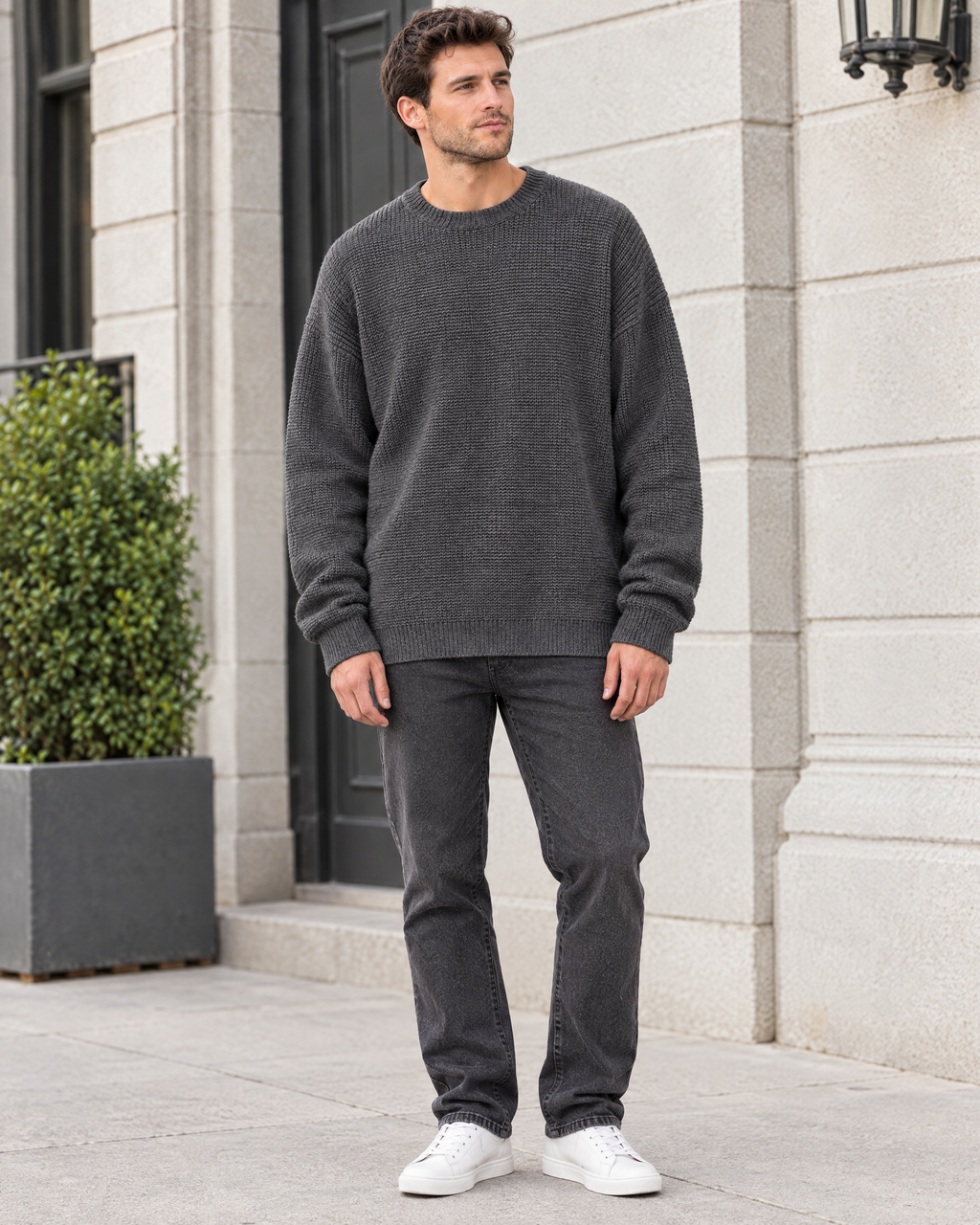 Men's Everyday Crewneck Sweater — Dark gray — full front [WB gallery 198/2]