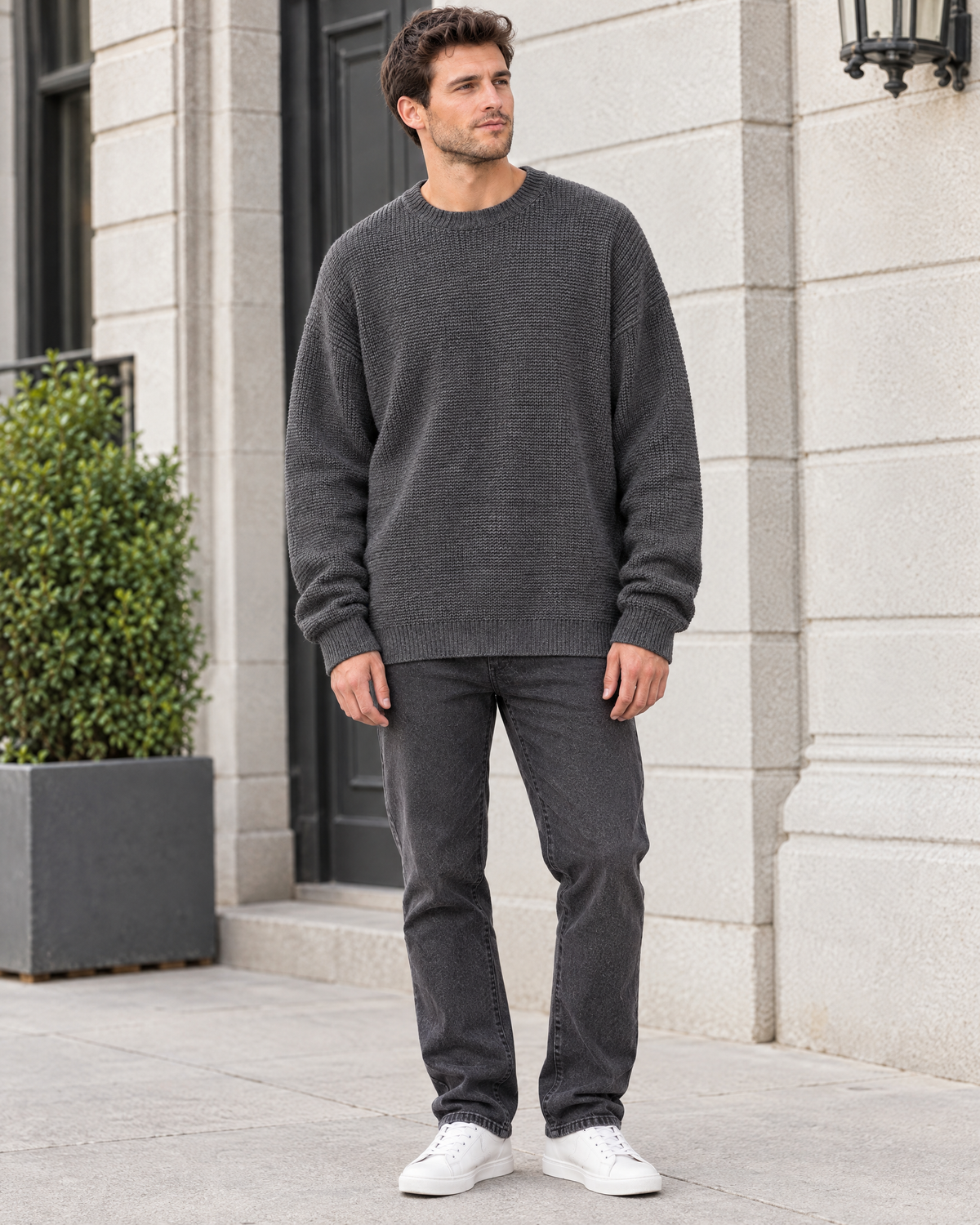 Men's Everyday Crewneck Sweater — Dark gray — full front [WB gallery 198/2]