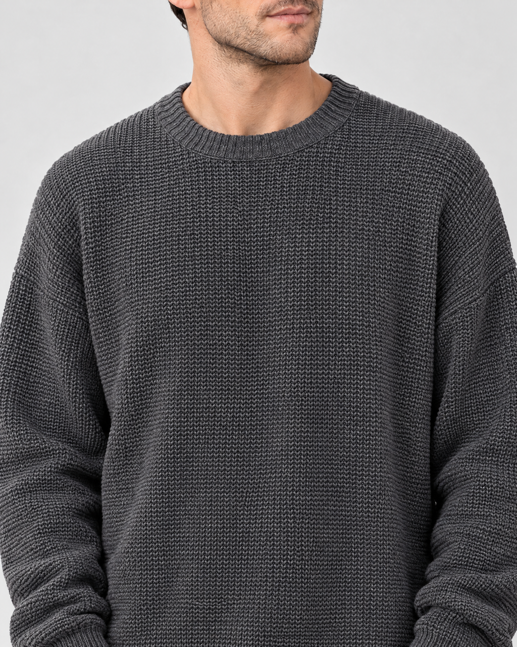 Men's Everyday Crewneck Sweater — Dark gray — collar detail [WB gallery 198/4]