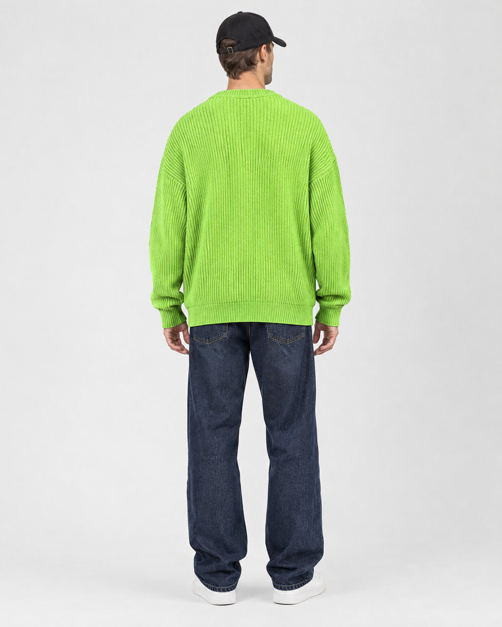 Men's Everyday Crewneck Sweater — Fluorescent Green — full back [WB gallery 199/3]