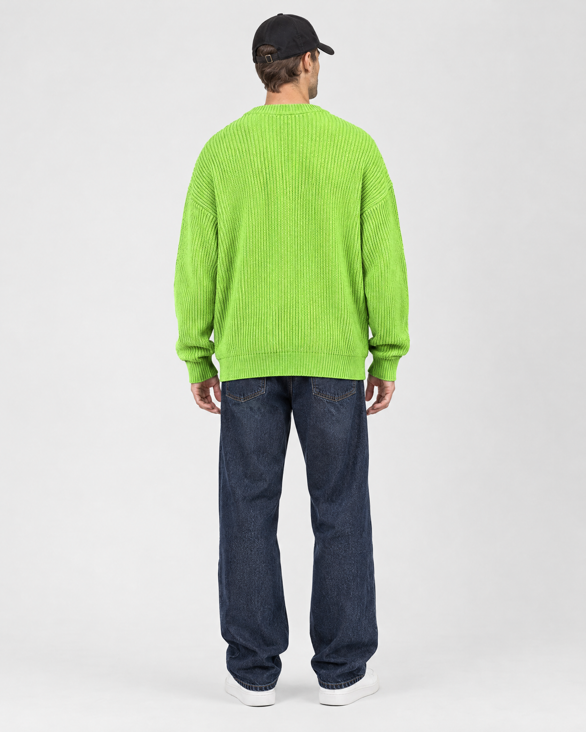 Men's Everyday Crewneck Sweater — Fluorescent Green — full back [WB gallery 199/3]