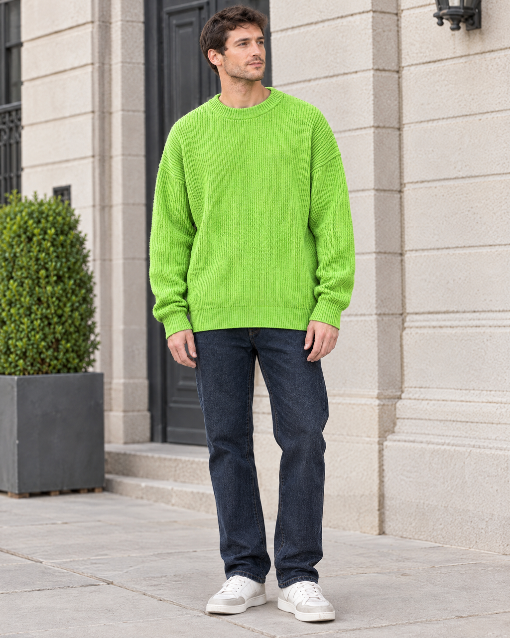 Men's Everyday Crewneck Sweater — Fluorescent Green — full front [WB gallery 199/2]